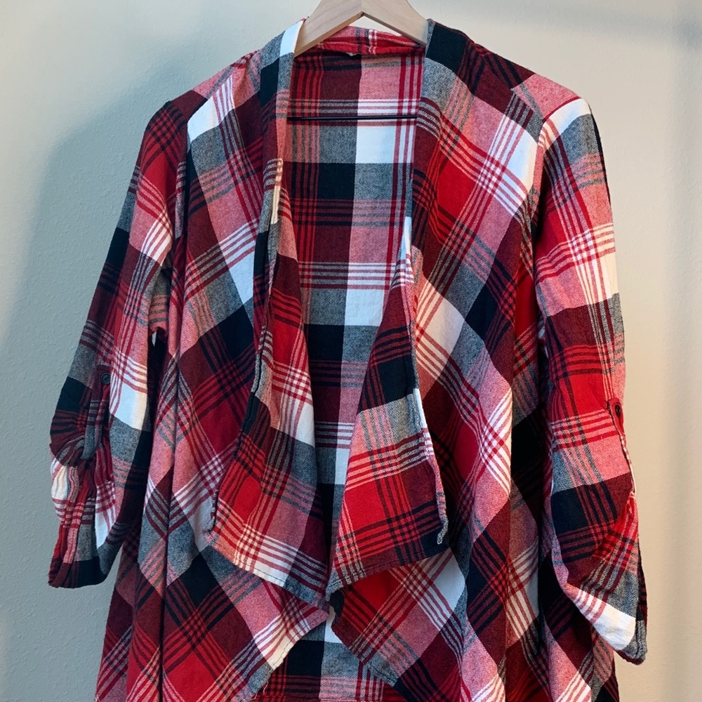 Oversized Red Black & White Cardigan